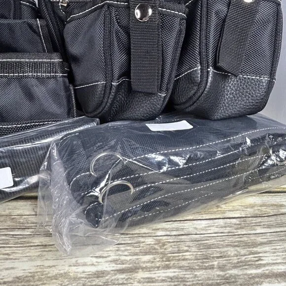 NEW AUPOFIT 7-PIECE PROFESSIONAL TOOL BELT SET WITH SUSPENDERS & 32 POCKETS - BL